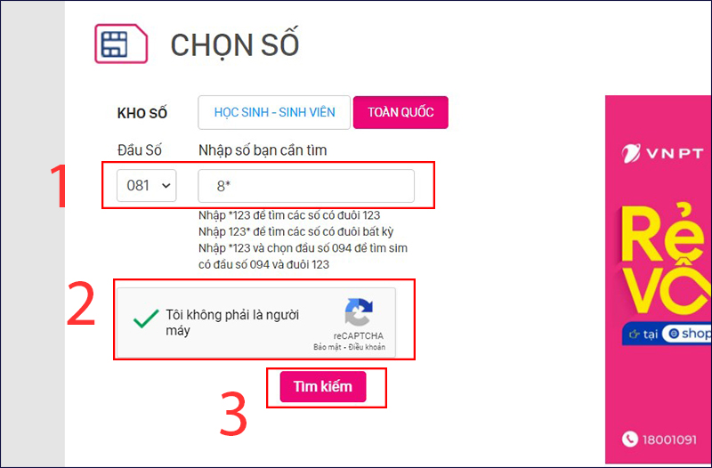 Lựa chọn đầu số 0818